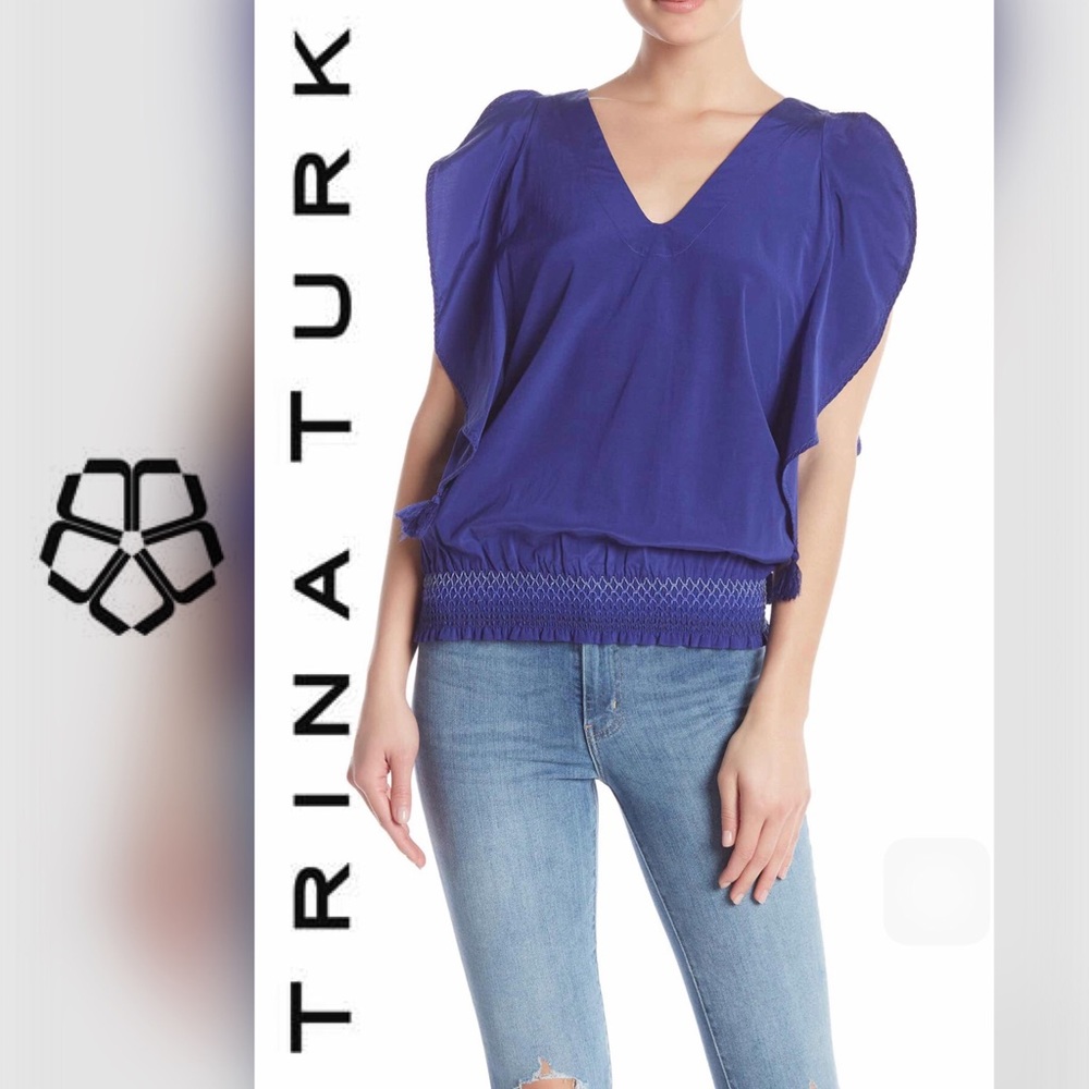 TRINA TURK Cancun V Neck Silk Blend Top